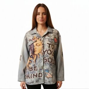 NT Made In ITALY Artistic Blouse with Sun and Heart Motif